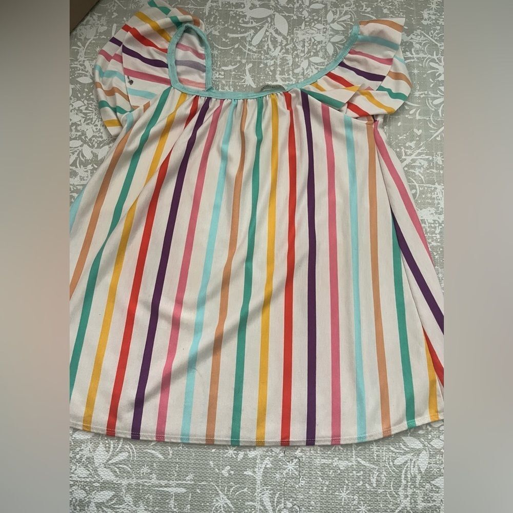 Multicolor Striped Short Sleeve Top